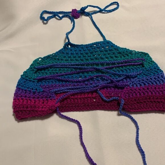 Hand Crocheted OSFM Bikini Top & Bottom (with mask;) - Picture 8 of 11